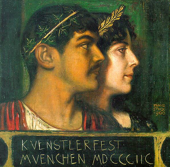 The Artist And His Wife Mary As A God And Goddess by Franz von Stuck